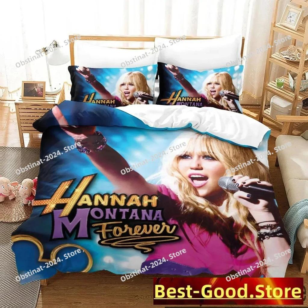 3D Print Hannah Montana Bedding Set Boys Girls Twin Queen King Size Duvet Cover Pillowcase Bed Boys Adult Home Textileextile