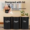 3Pcs Food Storage Canisters Iron Tea Sugar Coffee Canisters with Bamboo Lid Versatile Tea Coffee Sugar Canister for Sugar Tea