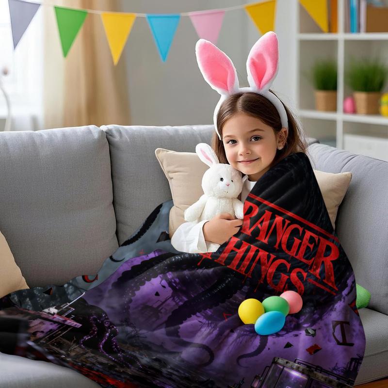 1PC Sci-Fi Horror S-Stranger T-Things Blanket Soft Warmth Flannel Throw Multifunctional Blanket Cozy Home Decorative Fans Gift