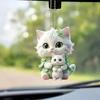 Acrylic Eyecatching 2d Blue Cat Car Decor Whimsical Hanging Pendant For Auto Lovers