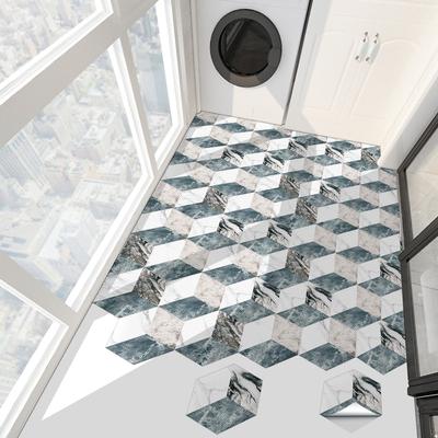 Floor Stickers 10 Sheets 3D Marble Stitching Self Adhesive Tiles Sticker Anti-slip Waterproof Wall  Hexagon Decals Bathroom Decor