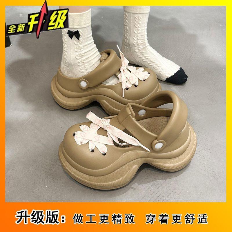 

Нескользящие супер огненные туфли для женщин 2025 весна и лето новые маленькие крутые шлепанцы на толстой подошве пляжная сумка голова половина шлепанцы для женщин 40