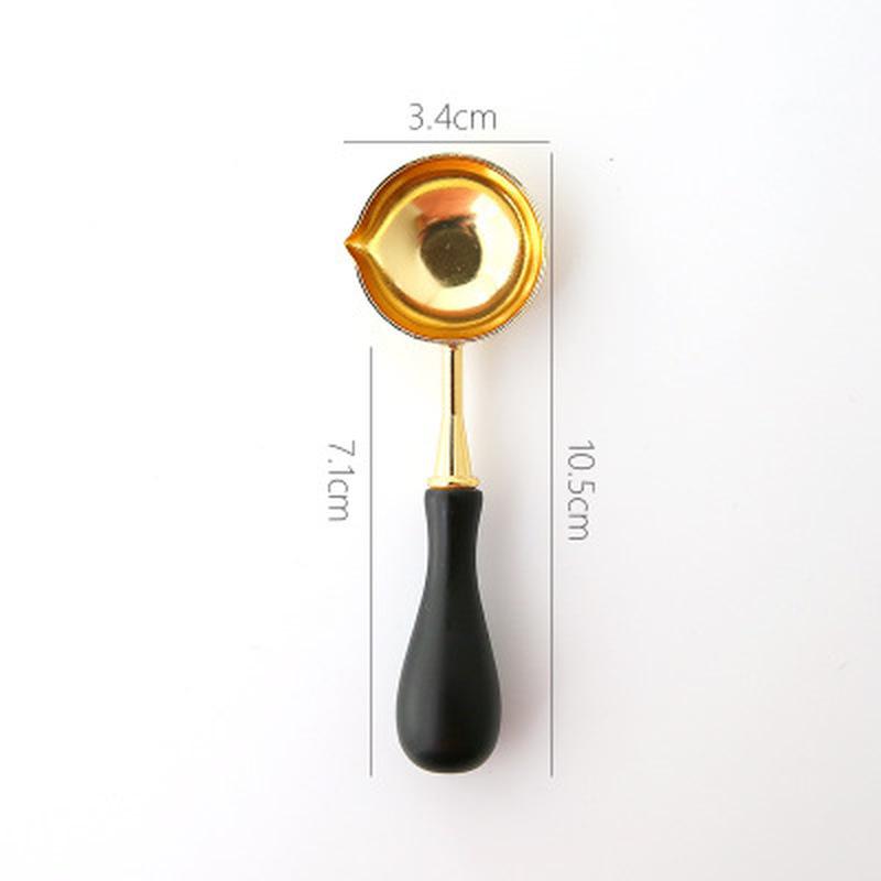 1 Pcs Anti-Hot Sealing Wax Spoon Wood Handle Retro Wax Stamping Spoons Invitation Cards Decorative Stamps Craft