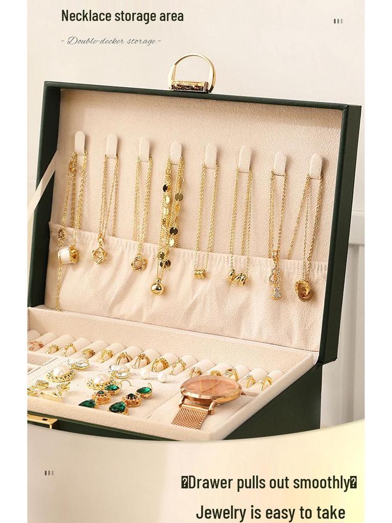 Exquisite Large-Capacity Jewelry Storage Box for Necklaces, Earrings, Bracelets, and Rings.