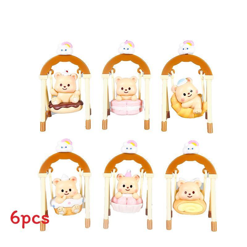 Butter Yellow Bear Swing Action Figure With Pvc Material For Gift And Collection