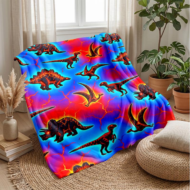 Dinosaur Garden Parade Blanket Personalized Name Flannel Blanket Soft Cozy Plush Throw for Sofa Bed Lightweight Home Decor