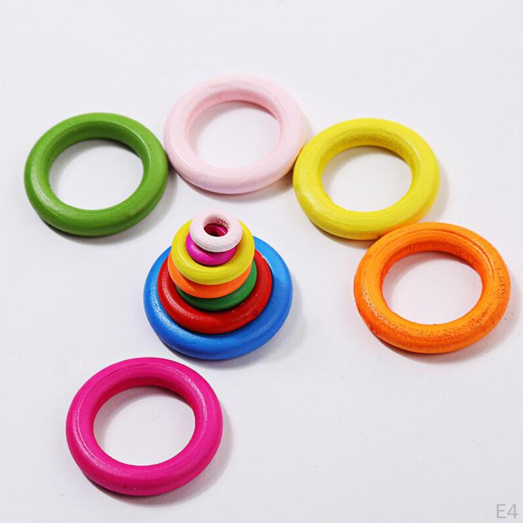 100 Pcs Wooden Ring Teething Rings Children Play
