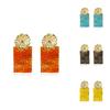 Beautiful Multicolor Alloy Earrings Rectangular Floral Shape For Women