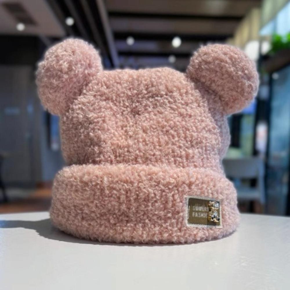 Little Bear Plush Hat with Thick Velvet for Autumn and Winter Cold Protection, Ear Protection, and Warm Knitted Hat