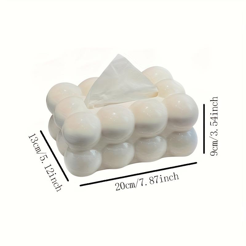 [Elegant Tissue Box] White Elegant Modern Cloud-Shaped Glossy Plastic Tissue Box Holder | Stylish Home Decor for Kitchen, Bedroom, and Living Room