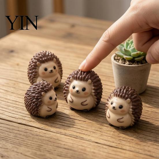 Sandtisch Zubehör 2 Stück Niedlicher Igel Harz Mini Figuren für Sukkulenten Topf Terrarium, Mikro Landschaft Handgemacht Bastelbedarf Deko, Miniatur