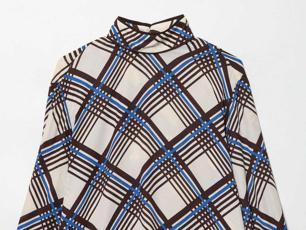 Trendy European & American Women's Plaid High-Neck Shirt - Versatile Summer Casual Fashion