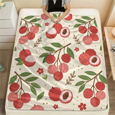 1PC Cartoon Fruits Print Flannel Blanket, High Quality All Seasons, Home Decor, Warmth and Comfort, Perfect for Christmas Gifts