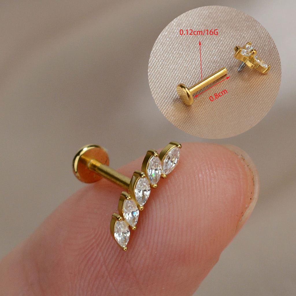 1PC Titanium Stainless Steel Earrings Tiny Butterfly Leaf Flat Rook Lobe Cartilage Snug Helix Couch Tragus Labre Piercing 16G