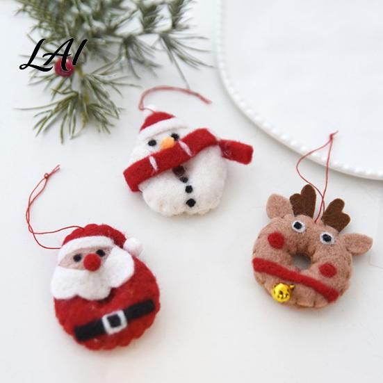 Soft Fluffy Christmas Tree Pendants Felt Ornament Handmade Wool Santa Claus Elf Snowman Creative Holiday Window Decorations Hanging Decor