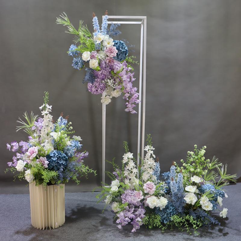 Mori Style Silk Floral Aisle Decoration In Blue & Purple