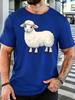 Unisexs Red Crew Neck Tee Lovely Fluffy White Lamb Cartoon Print Loose Summer Street Casual Daily Basic Short Sleeve Daily Wear Top