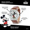 Disney Herren Mickey Mouse Uhr Schwarzes Armband Braunes Leder