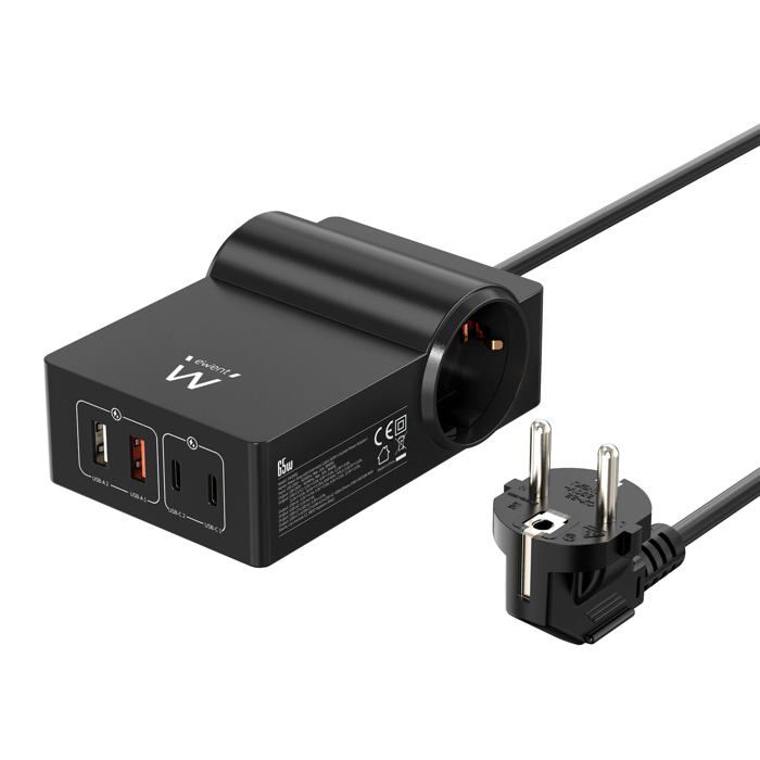 Chargeur - Ewent - EW3992 - 65W - GaN - 6 appareils simultanément