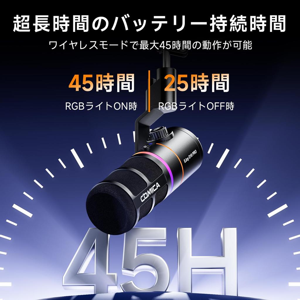 [Comica 2025 Innovation] Wireless Dynamic Microphone with USBXLR Digital and Analog Dual Output, Unidirectional Gaming Microphone with RGB Lighting
