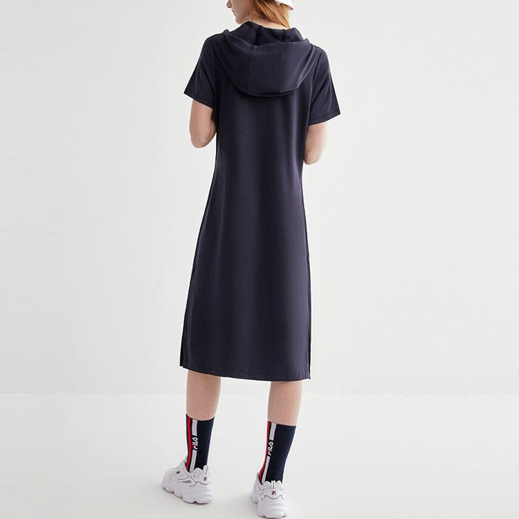 Fila Classic Fashion Sports Hoodie Dress Women Dresses Legendary-Blue F51W221307FNV