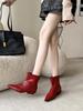 Autumn and winter new pointed square with temperament French fashion splicing short boots Martin boots