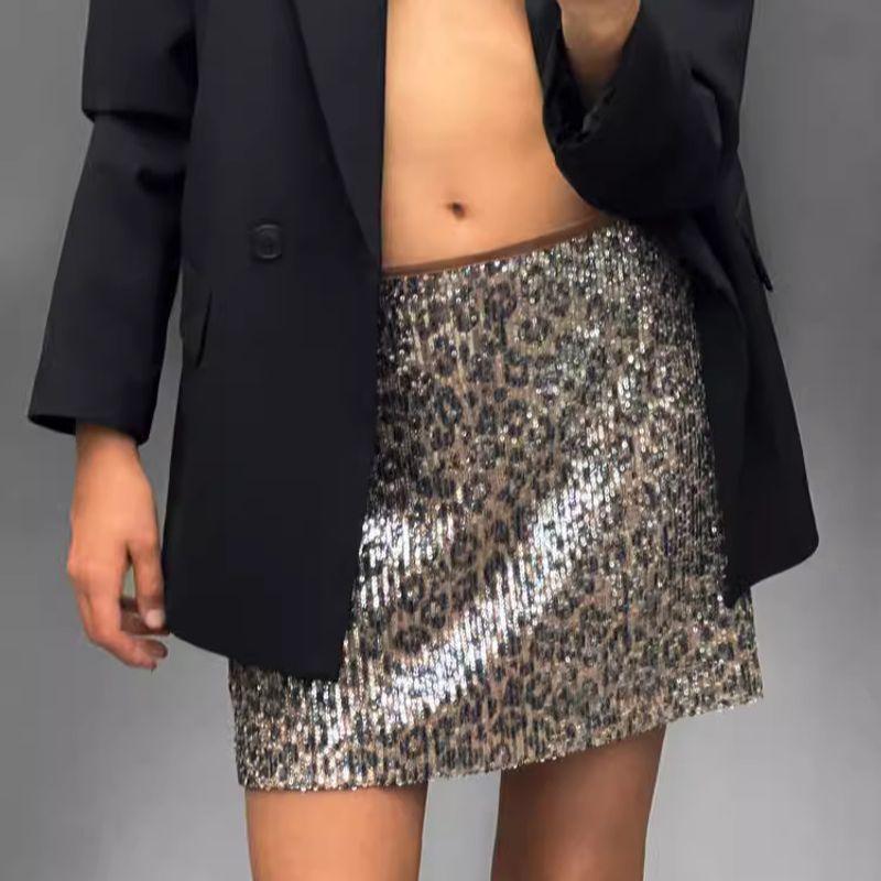 Autumn and Winter New Women clothes Commuter Casual Slim fit Skirt Sequined Inlaid High Waist Mini Skirt 3920129