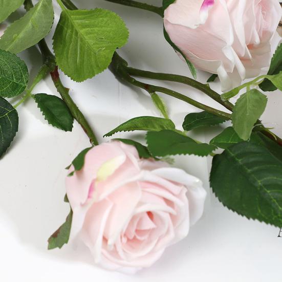 3 Branch Mini Rose Heads Artificial Flower Bouquet Faux Rose Bouquet with Stem for Wedding Party Home Office Floral Arrangement Table Decor