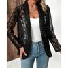 Women's Summer Solid-Color Embroidered Elegant Open-Front Cardigan with Lace-Up Detail
