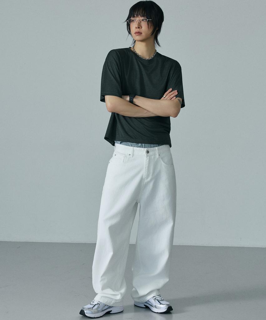 LXT Essential Cotton Wide Curved Chino Pants [White]