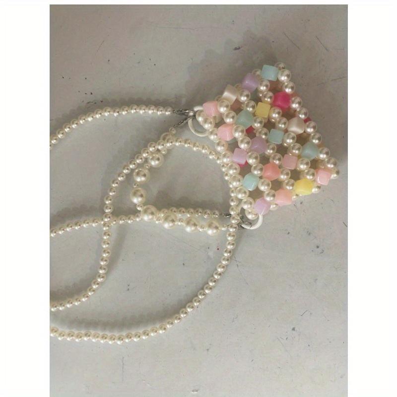 Mini Heart-Shaped Bead Square Bag With Color Matching Fashion, 1 Fashionable Colorful Heart-Shaped Bead Square Bag, DIY Hand Woven Bead