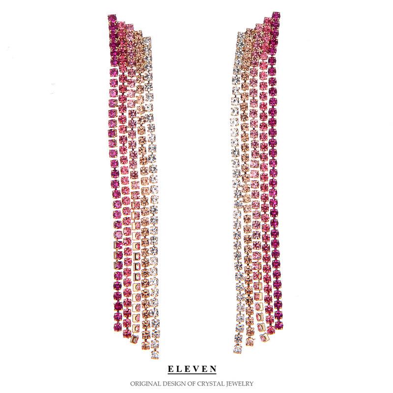 S925 Silver Needle Rhinestone Tassel Earrings - Exquisite Long Claw Chain with Colored Diamonds, European & American Style