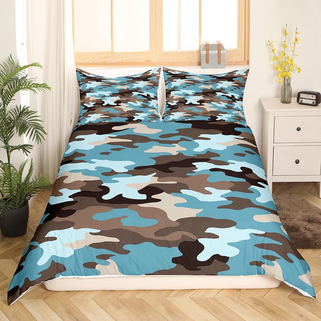 Camouflage Bettwäsche Set Queen Size Rosa Blau Camo Bettbezug Mode Tagesdecke Abdeckung Set Moderne Abstrakte Kunst Steppdecke Abdeckung 3 Teile