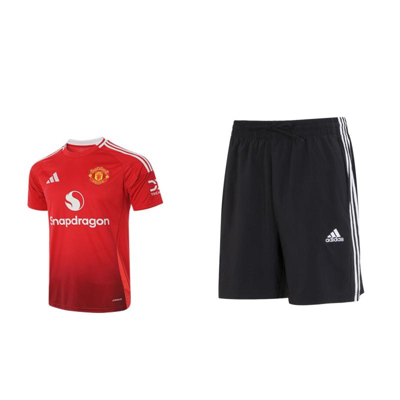 

Adidas Comfortable Moisture-Wicking Short Sleeve Top With Logo Print Training Drawstring Shorts Casual Sports Set Men sets IU1397-+S21ATMSH2T-BUW S