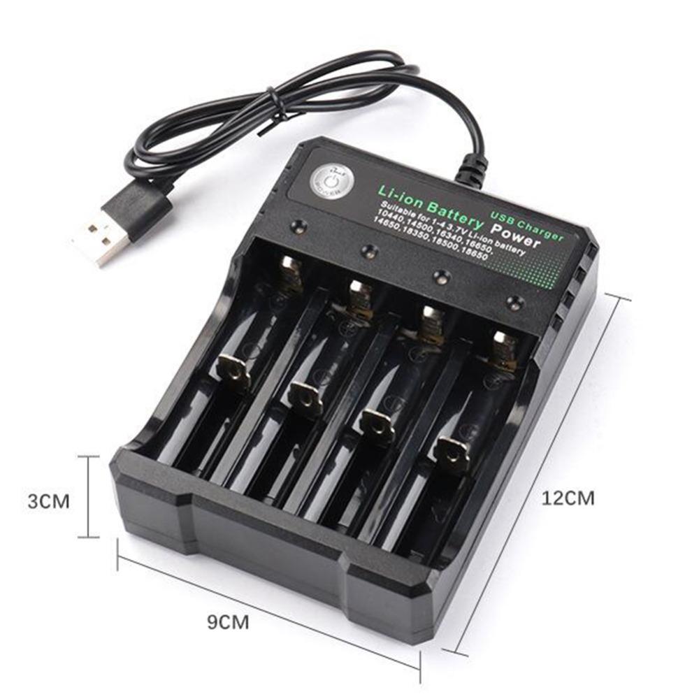 18650 Li-ion Battery Charger 2 3 4 Slots 110V 220V USB A Port For 18650 18700 Charging 3.7V Rechargeable Lithium Battery Charger