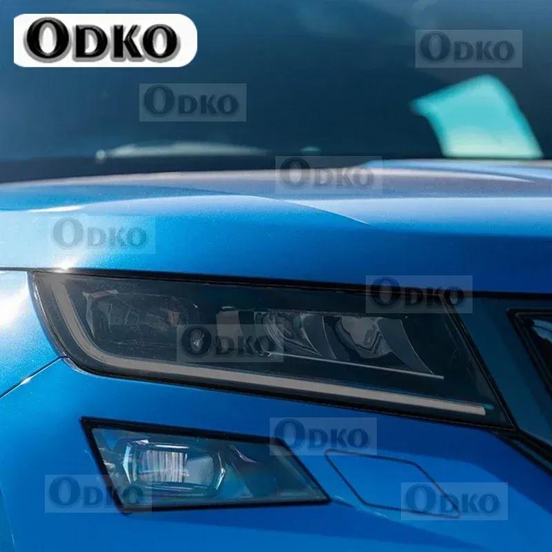 2 Pcs Car Headlight Protective Film Front Light Transparent Smoked Black TPU Sticker For Skoda Kodiaq 2016-On RS Accessories