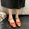 Women Flat Shoes Spring 2026 Designer Mary Jane Shoes Women's Elegant Square Toe Shoes Fashion Casual Dress Outdoor Ballerinas