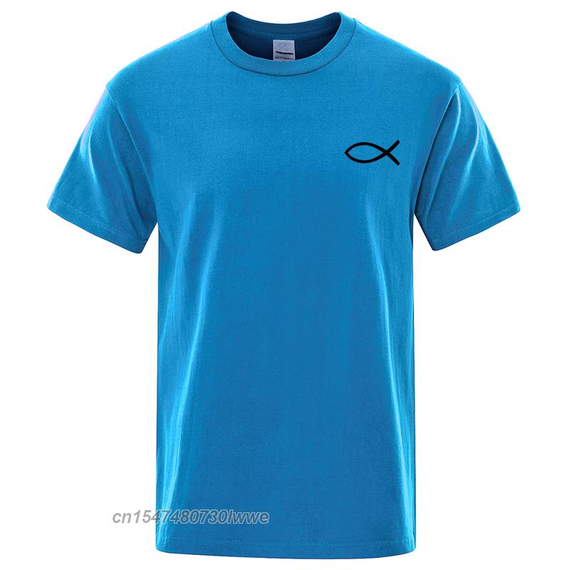 New T Shirt Unisexs Brand Tees Boys Male TShirt Tops Christian Jesus Fish High Quality Brand Unisex Tshirt