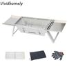 Stainless Steel Folding Barbecue Stove Rust-proof Extendable Barbecue Grill Adjustable Heat Setting Barbecue Shelf Picnic
