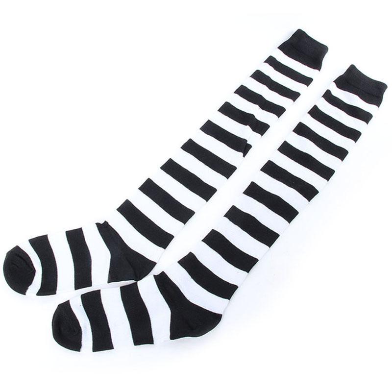 Women Girls Over The Knee Socks Thigh High Long Striped Stocking 11 Colors