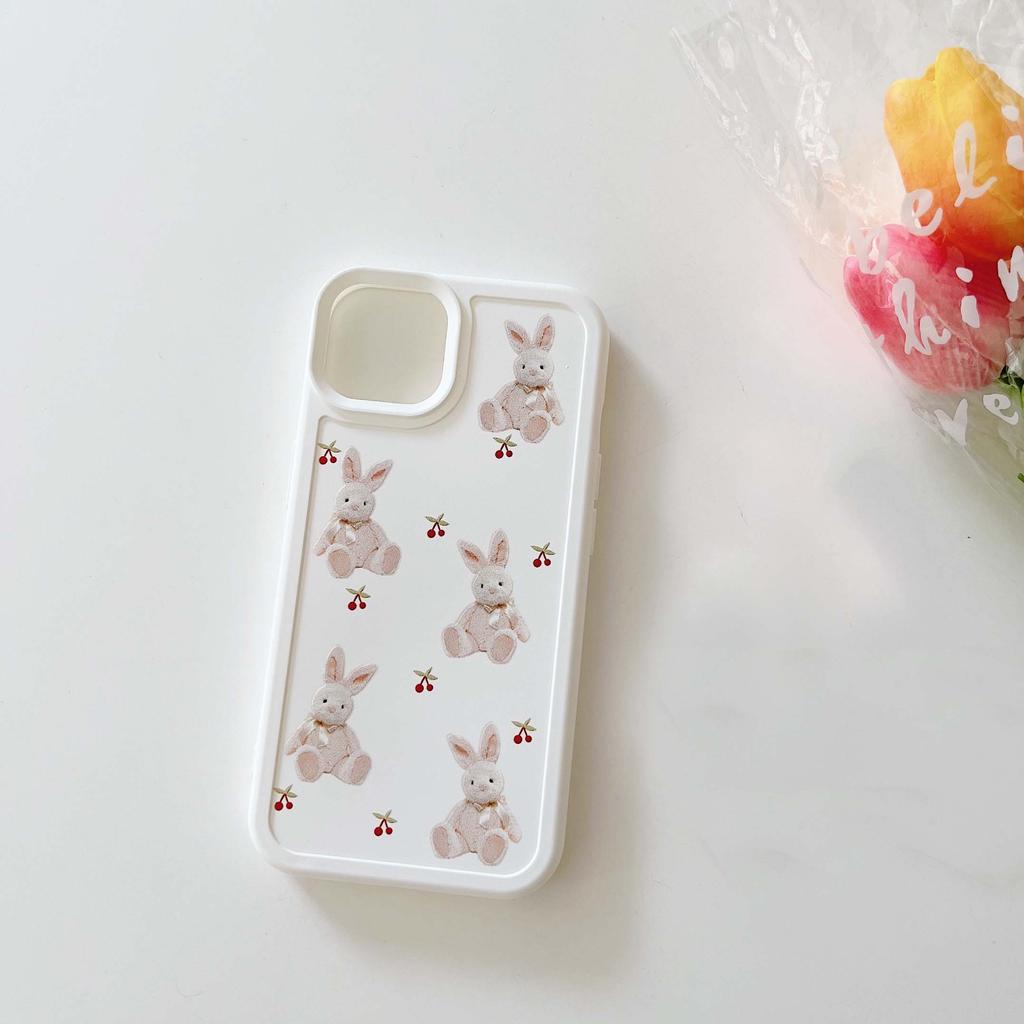 Kirsche Hase Cartoon Hülle für Iphone 11 12 Pro Max X Xr Xsmax 13 Promax Silikon Weicher stoßfester Handyschutz Hasenhülle