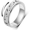 European & American Frosted Star and Moon Rotatable Decompression Ring - Titanium Steel Diamond Cross-Border Jewelry