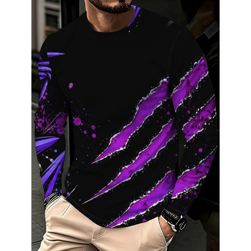 Men'S Casual Long Sleeve Round Neck T-Shirt, Regular Fit for Sports Training And Outdoor Activities, Soft Breathable Fashion Casual Top