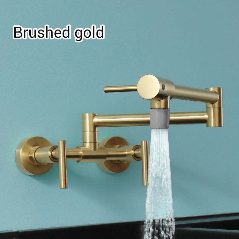 

Настенный смеситель для кухни с краном для заливки воды, латунный поворотный излив, горячая и холодная вода с двойной ручкой