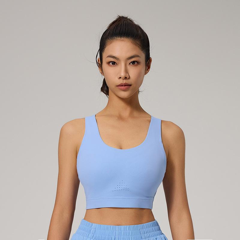 Summer nude high-intensity sports underwear integrated with chest pads gathered seamless back buckle composite yoga bra