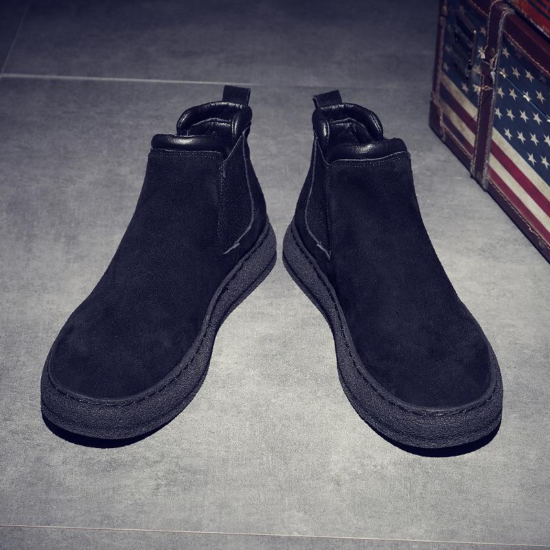 Men's 2024 Autumn/Winter High-Top Suede Leather Martin Boots: Thick-Soled, Retro Slip-On Motorcycle Style with Extra Warmth
