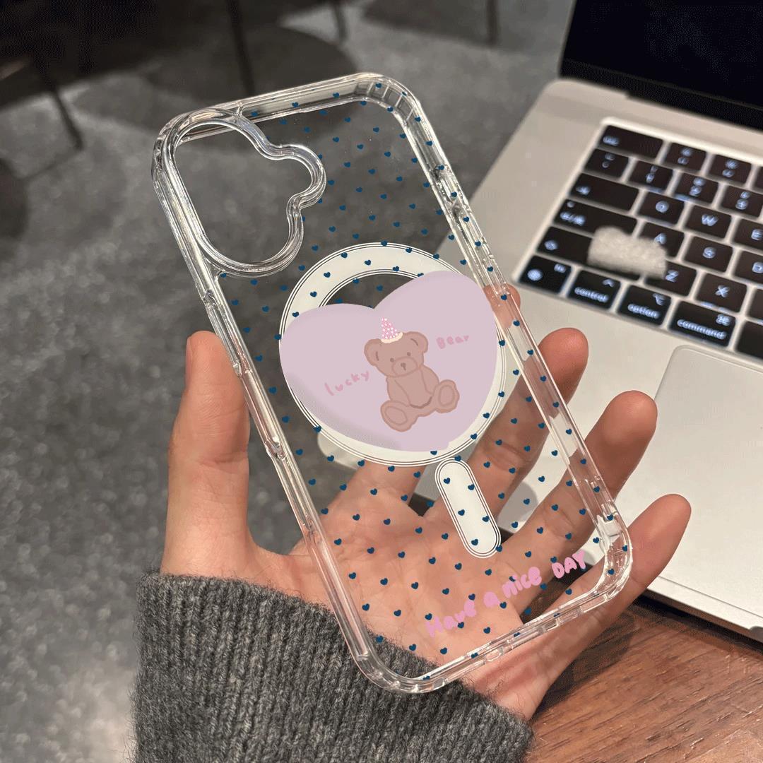 

Blue Care Bear Magnetic Acrylic Case for Apple 13/14/15/17 Pro/Pro Max iPhone 16