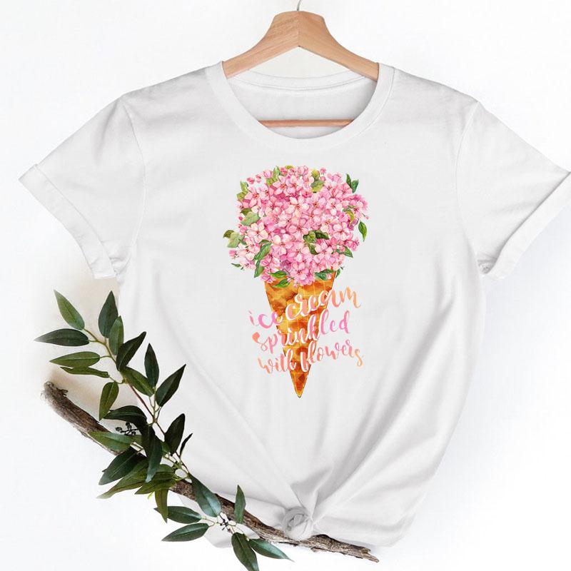 Tee Shirt T Fish Watercolor Printing Women Casual Fashion Tshirt Top Female Lady Clothes Short Sleeve Graphic Tshirts