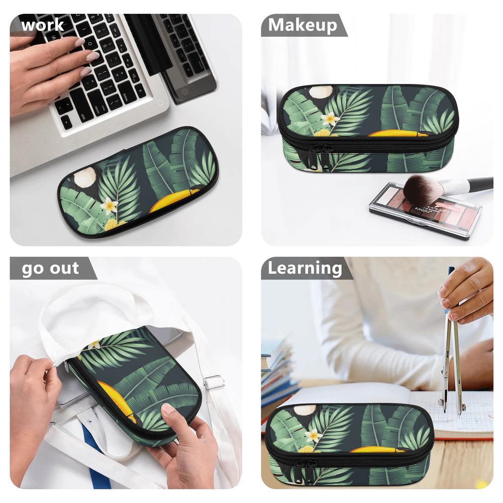 Pencil Pouch 300D Polyester Large Capacity Zip Around Closure with Mesh Pocket Removable Divider and Pen Slots for Everyday Study