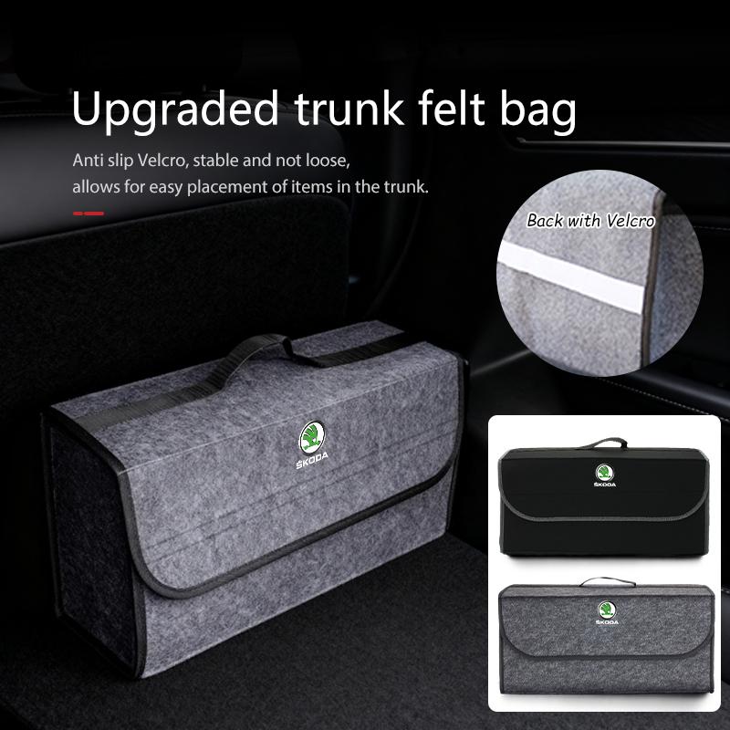 CWWR6 For Skoda Large Capacity Car Logo Travel Camping Storage Box Trunk Organizer Accessories Octavia A5 A7 RS Fabia Superb Rapid